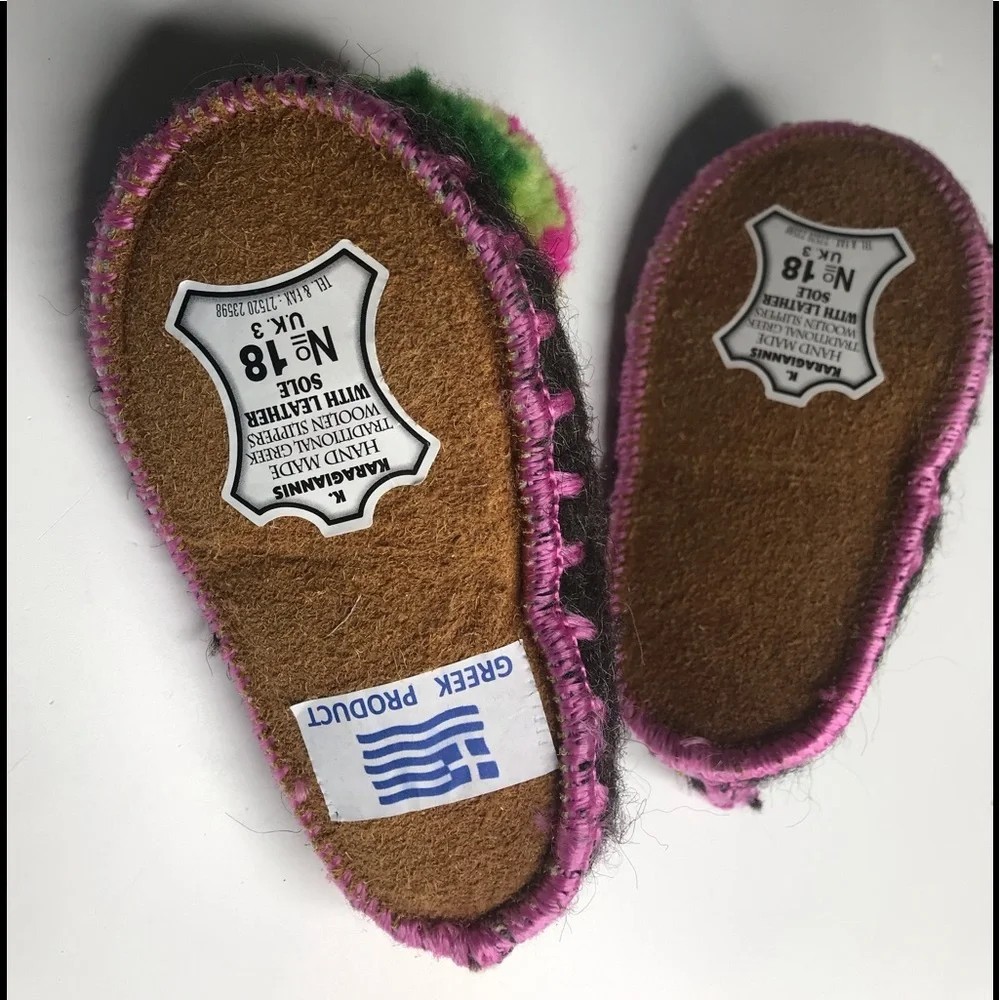 K KARAGIANNIS traditional Greek woolen slippers UK 3